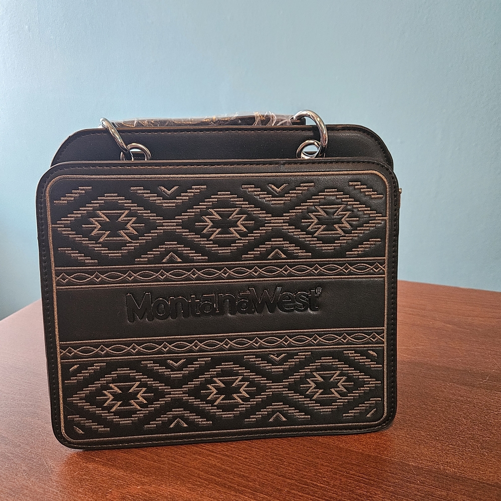 Montana West Black and Brown Geometric Messenger Bag
